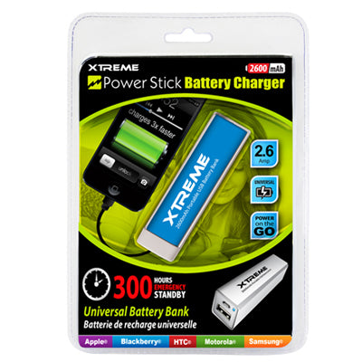 88262 - POWER BANK 2600MAH W/CABLE BLUE UNIVERSAL