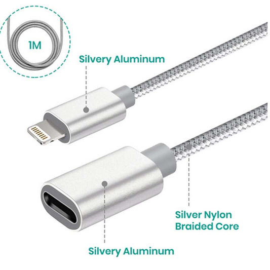 AMTF-3532 - IPHONE LIGHTNING EXTENSION 3FT CABLE 8PIN MALE TO FEMALE