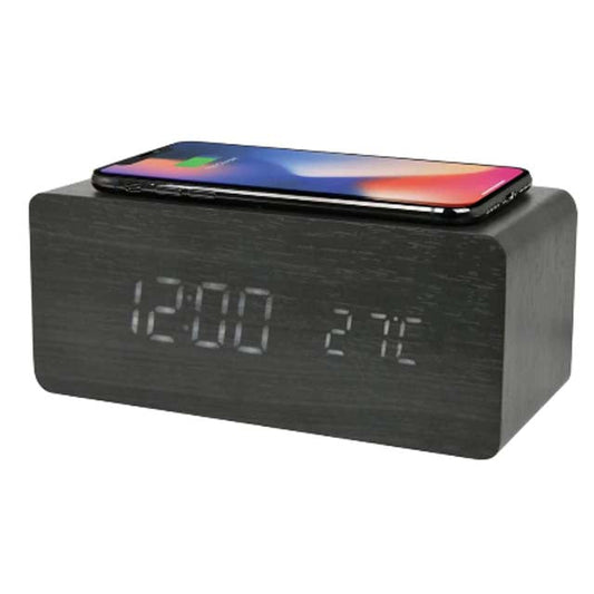 24714 - WIRELESS CHARGING ALARM CLOCK 10WATT CELLPHONE CHARGER